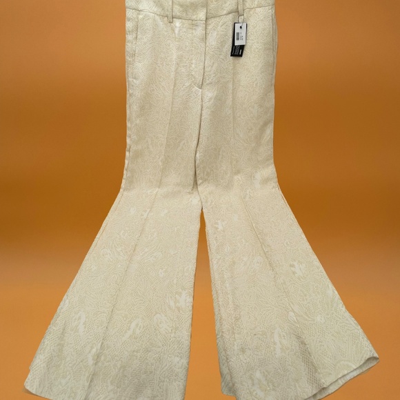 NWT + OFF-WHITE JACQUARD FABRIC TATTOO PALAZZO PANTS / Coconut Milk - Picture 1 of 11